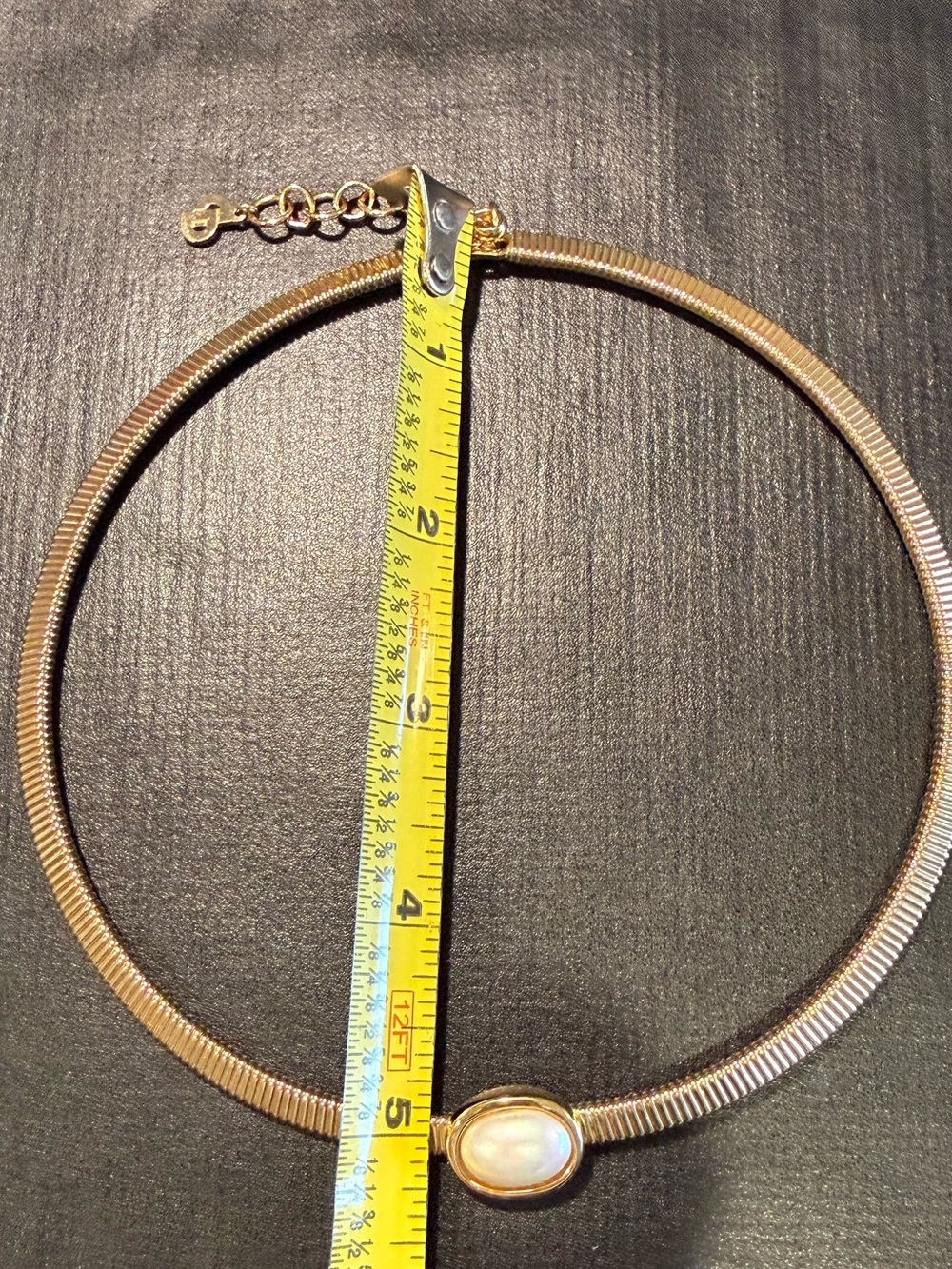 Vintage Christian Dior Gold Tone Snake Chain Necklace w/ Faux Pearl Accent - Picture 8 of 14